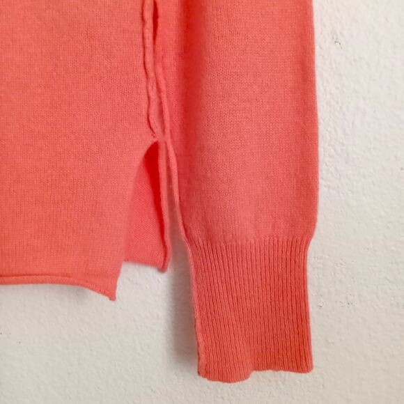 FREE PEOPLE 100% Cashmere Cardigan Button Sweater XS Mango Pink Collar Roll Edge - Picture 5 of 8